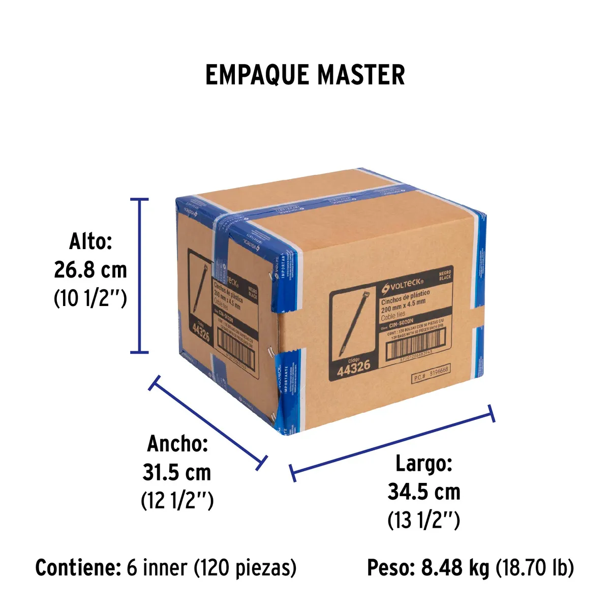 Bolsa con 50 Cinchos de Plástico 50 lb 200 x 4.5 mm Truper - 44326