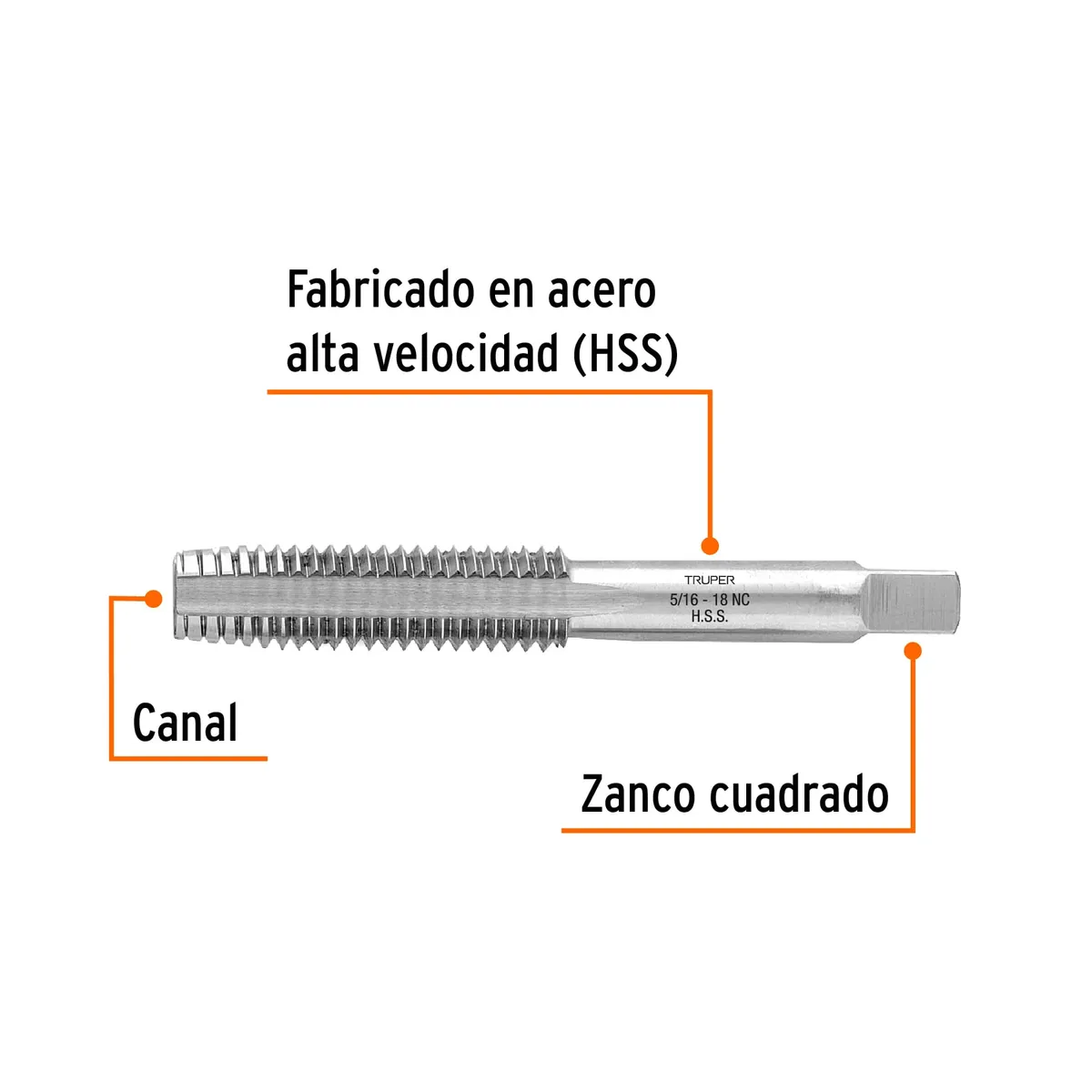 Machuelo Semicónico 5/16" x 18 Cuerda GSA Truper - 11407