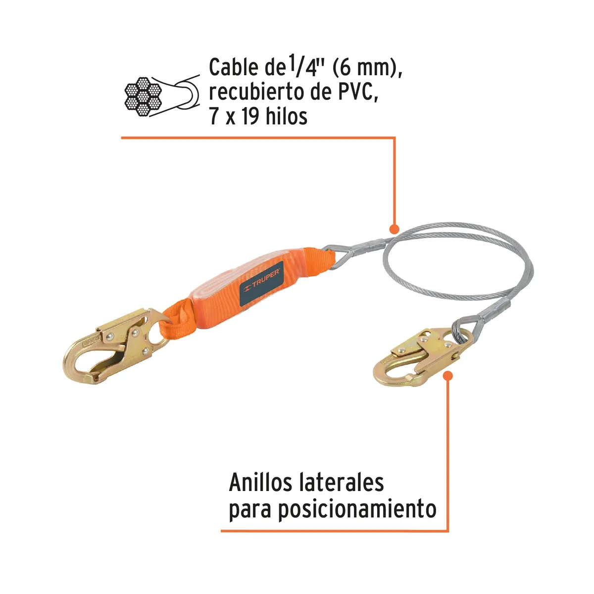 Línea de Vida con Absorbedor de Impacto en Cable de Acero Truper - 17039