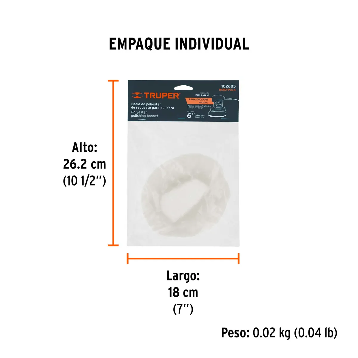 Borla para Pulir de Poliéster 6" con Resorte Truper - 102685