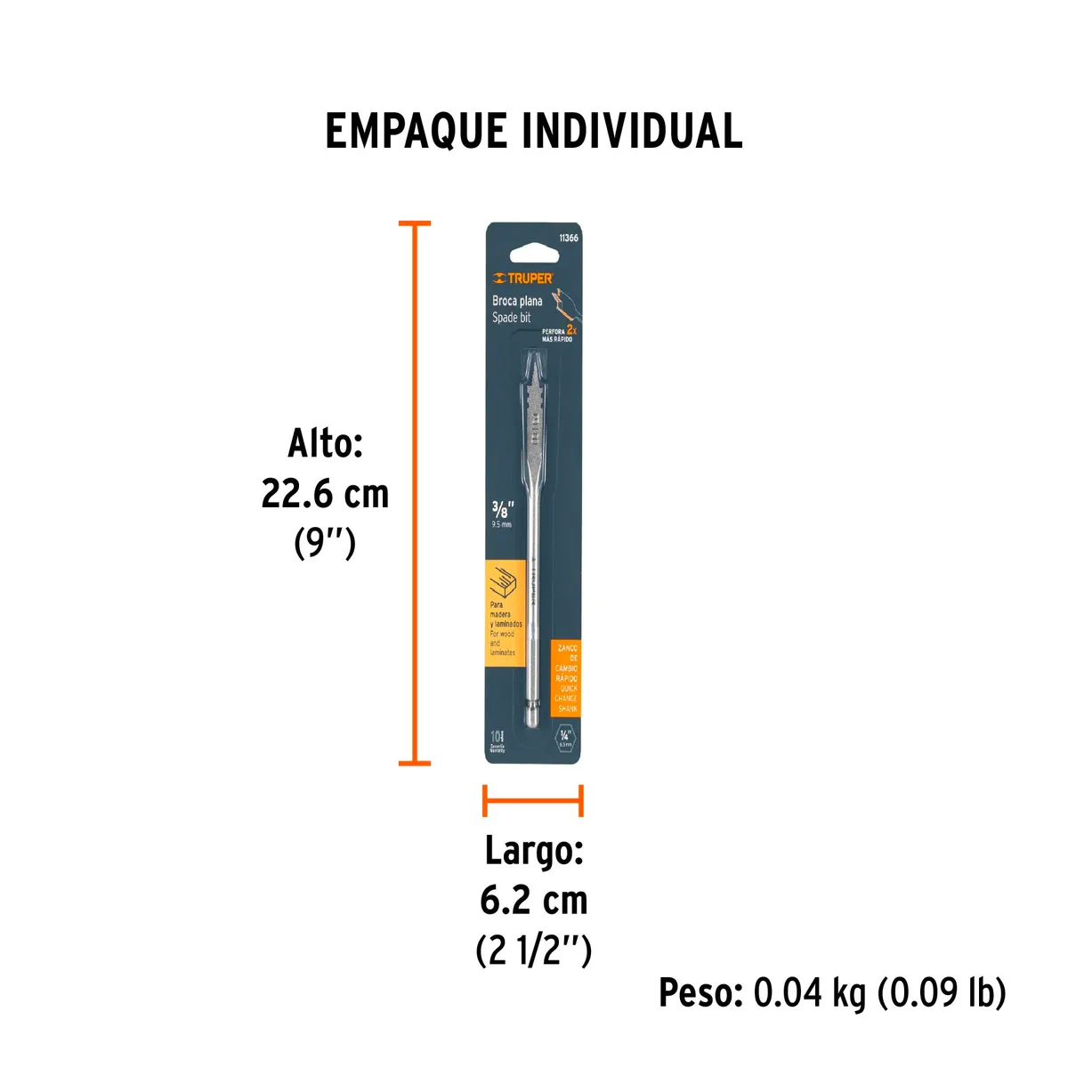 Broca de Manita 3/8" para Madera BPT-3/8 Truper - 11366