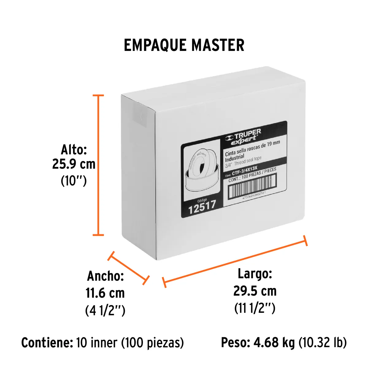 Cinta Sella Roscas Profesional Truper Expert 3/4" x 13 m - 12517