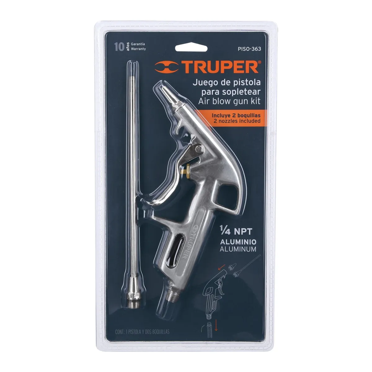 Pistola de Aluminio para Sopletear con 2 Boquillas Truper - 10647