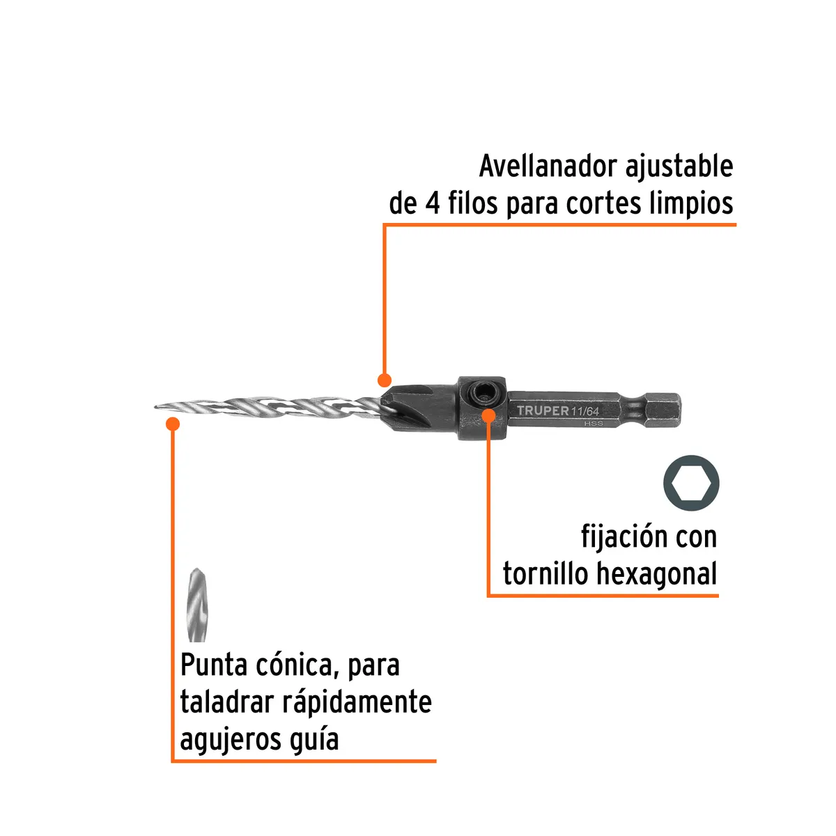 Broca Avellanadora para Madera #8 Truper - 102376