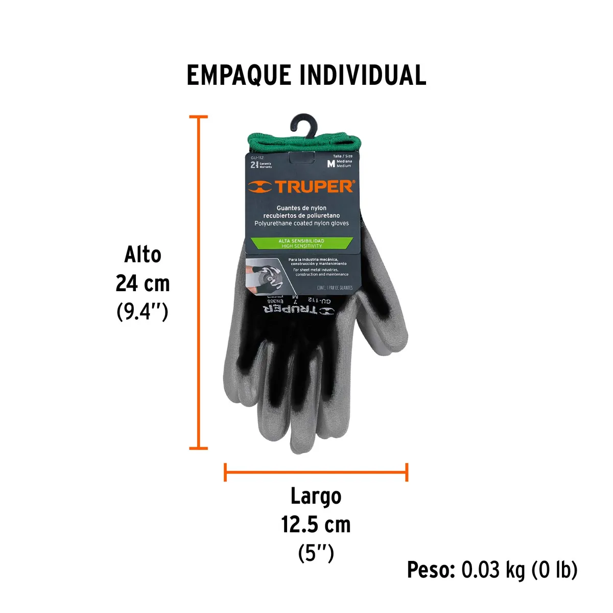 Guante de Nylon Recubierto de Poliuretano Talla M Truper - 13291