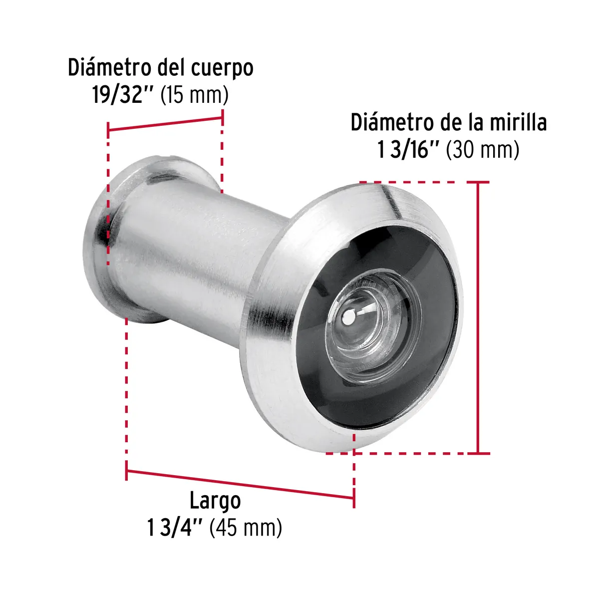 Mirilla de Seguridad Cromo Mate MIRI-3 Truper - 43674