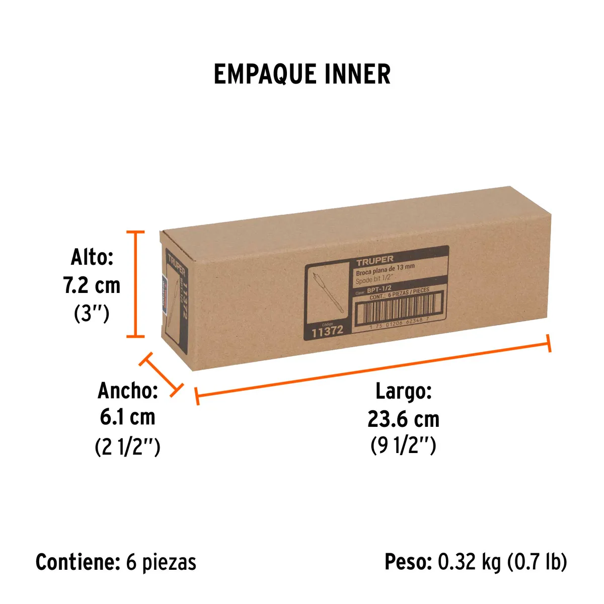 Broca de Manita 1/2" para Madera BPT-1/2 Truper - 11372