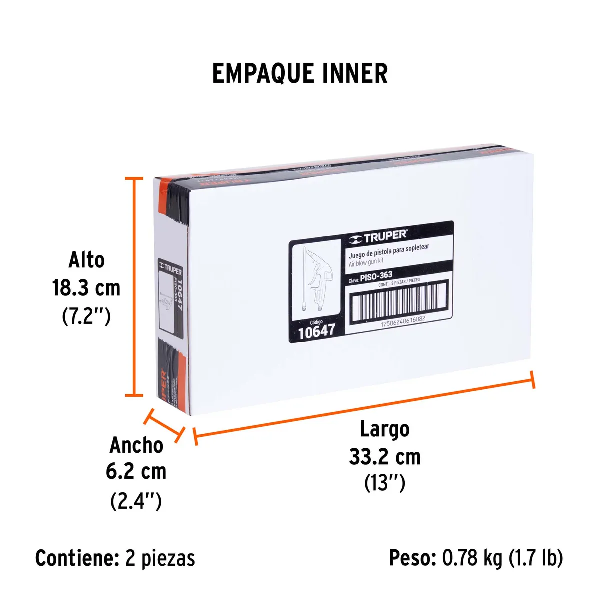 Pistola de Aluminio para Sopletear con 2 Boquillas Truper - 10647
