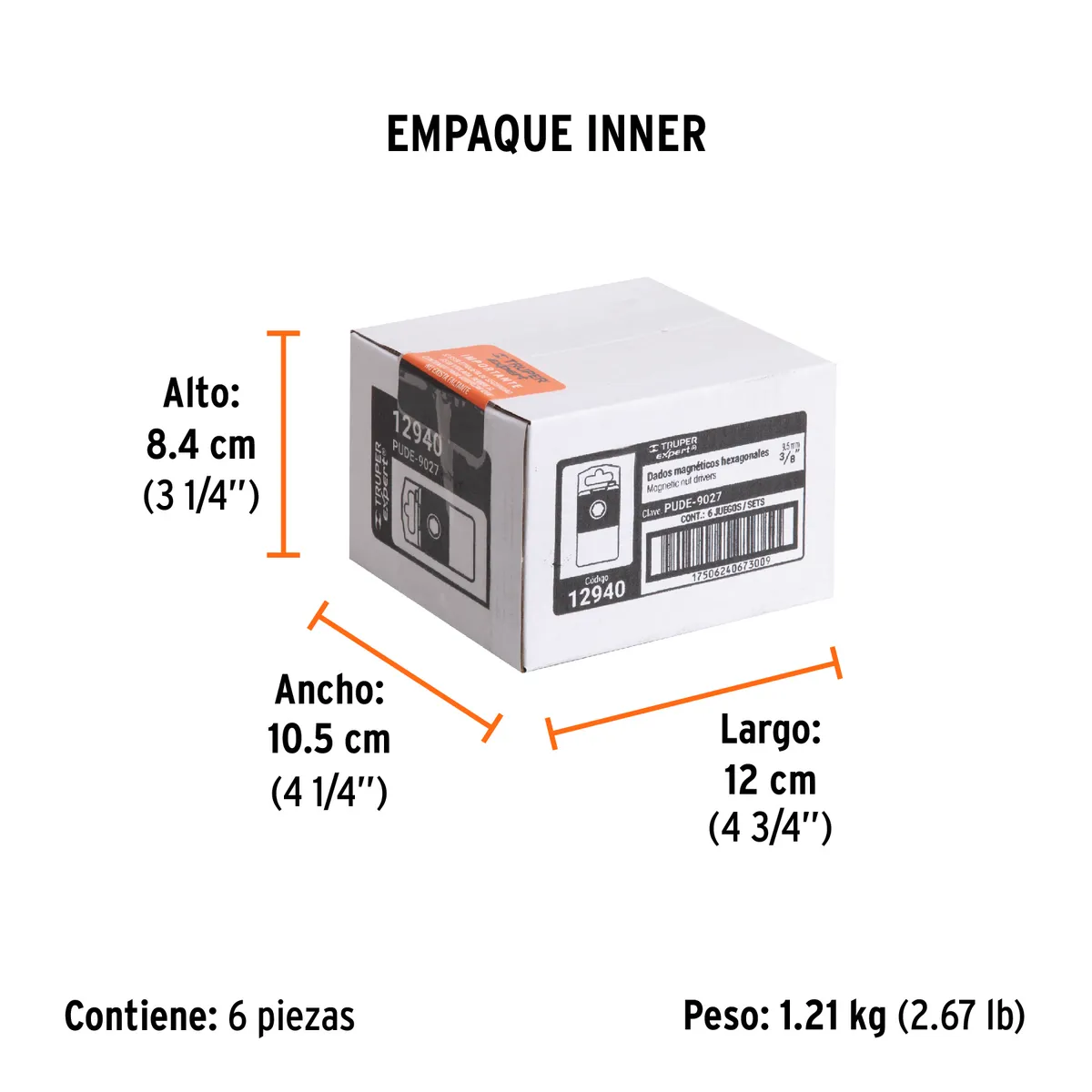 Estuche con 5 Dados Magnéticos 3/8" Truper - 12940
