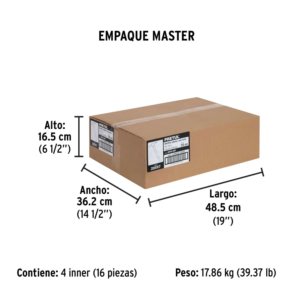 Martillo Uña Recta 20 oz Pretul MTR-20P - 20597
