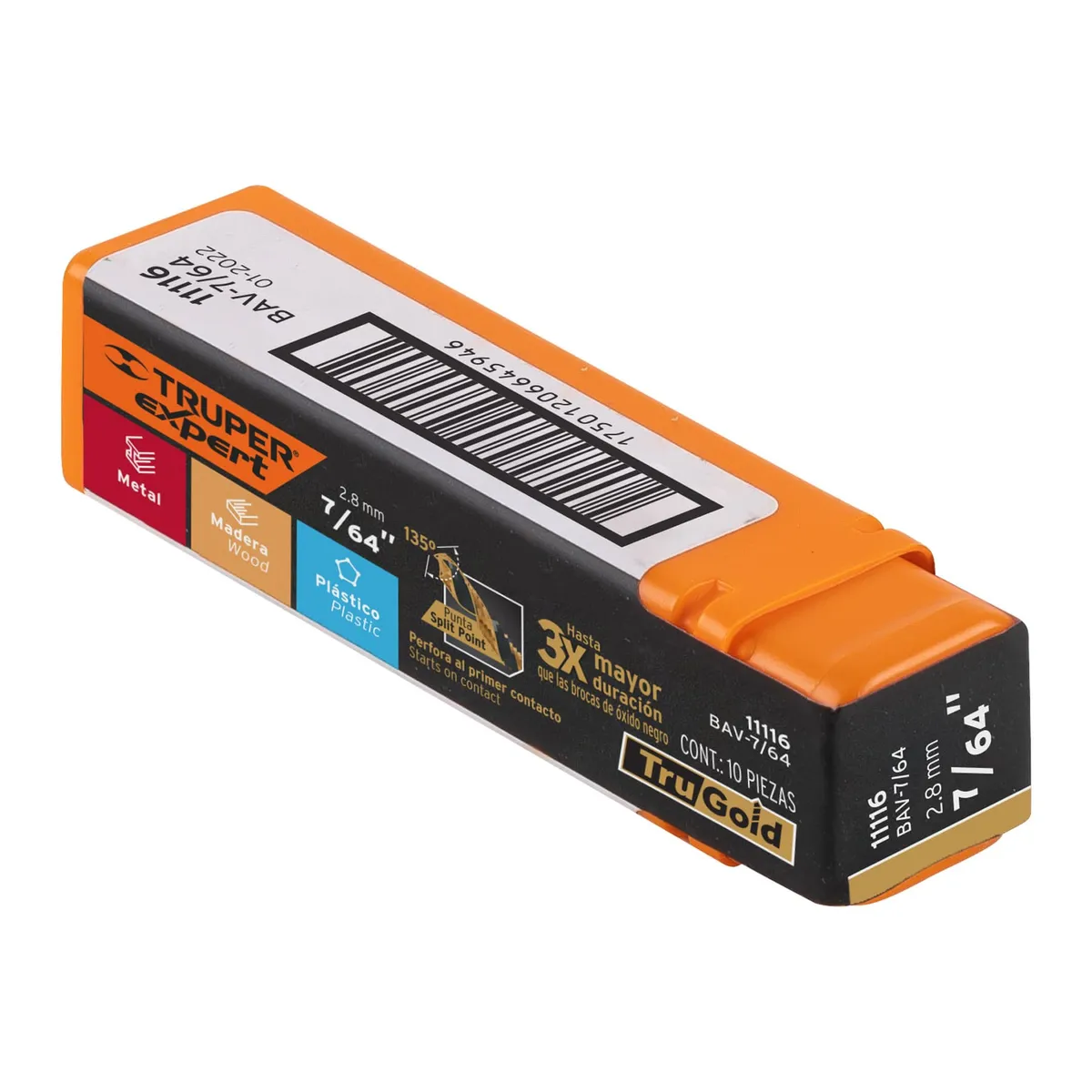 Broca HSS 7/64" Trugold para Metal Truper Expert - 11116