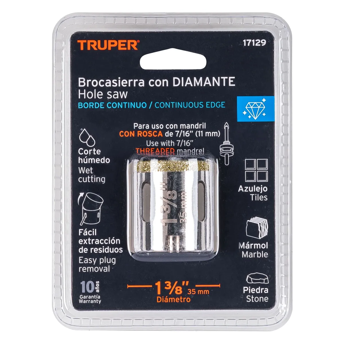 Brocasierra de Diamante Borde Continuo 1 3/8" Truper - 17129