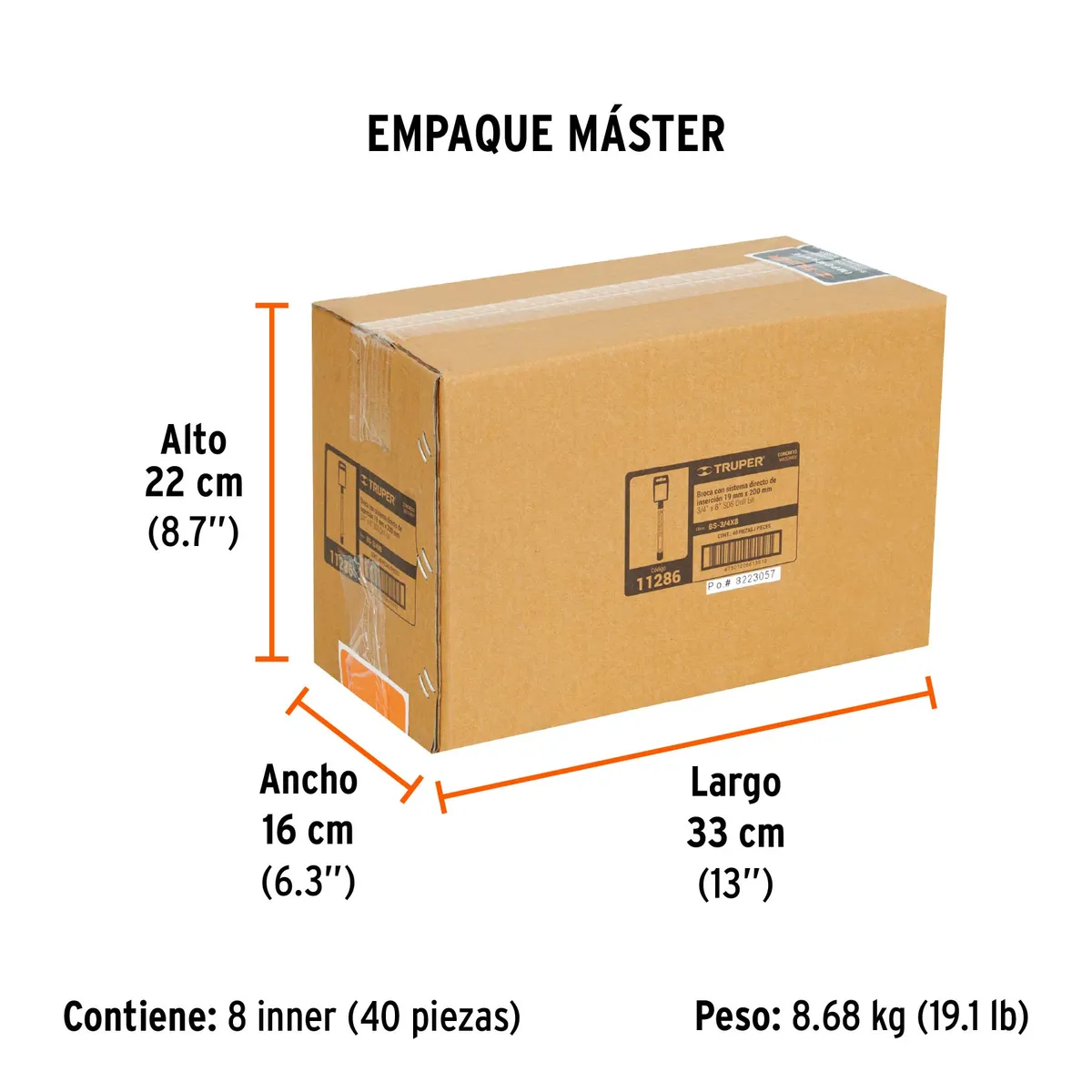 Broca SDS Plus 3/4" x 8" Truper - 11286