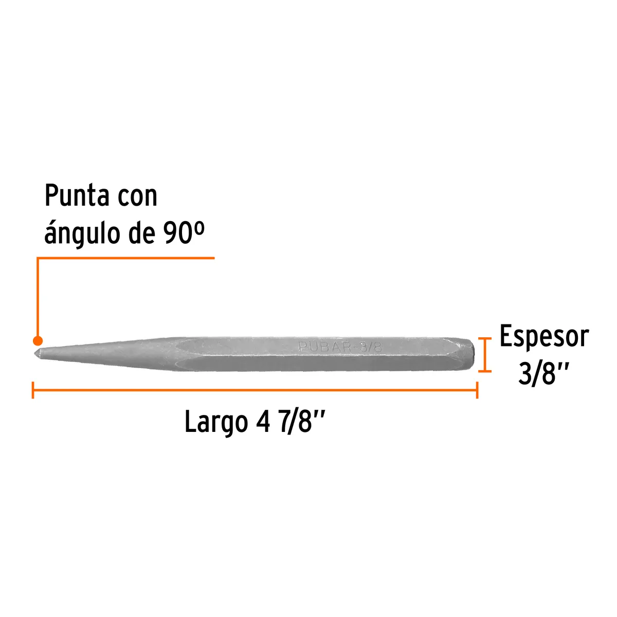 Punzón 3/8" para Barrenar Largo 4 7/8" Truper - 12220