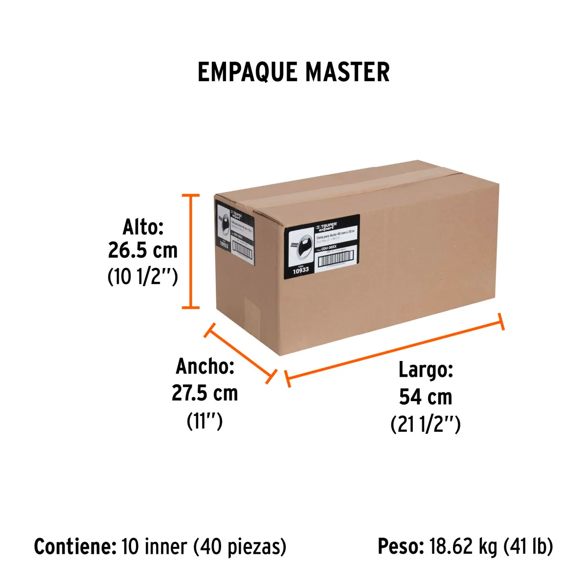 Cinta para Ducto 30 m Espesor 0.27 mm Truper Expert - 10933