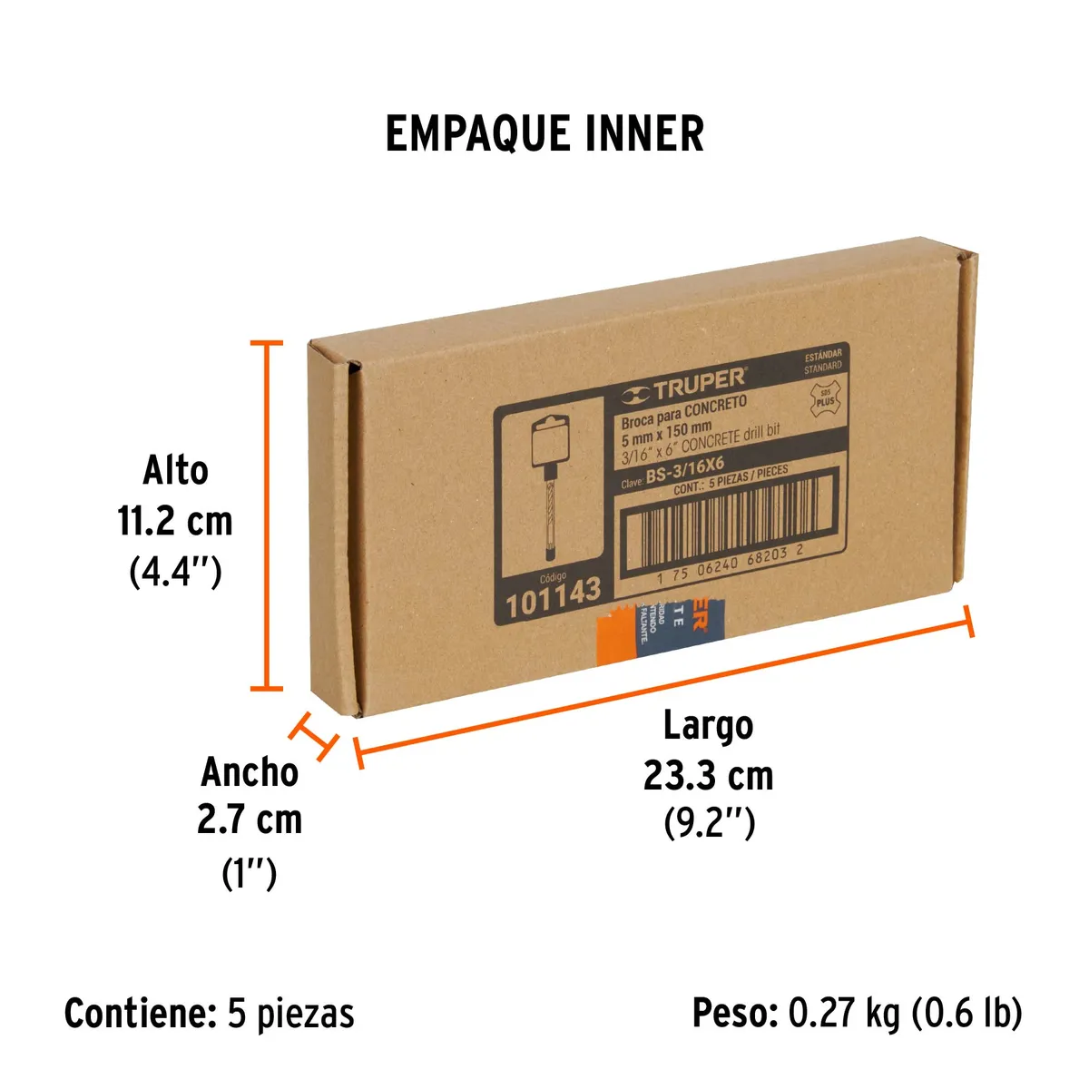 Broca SDS Plus 3/16" x 6" Truper - 101143