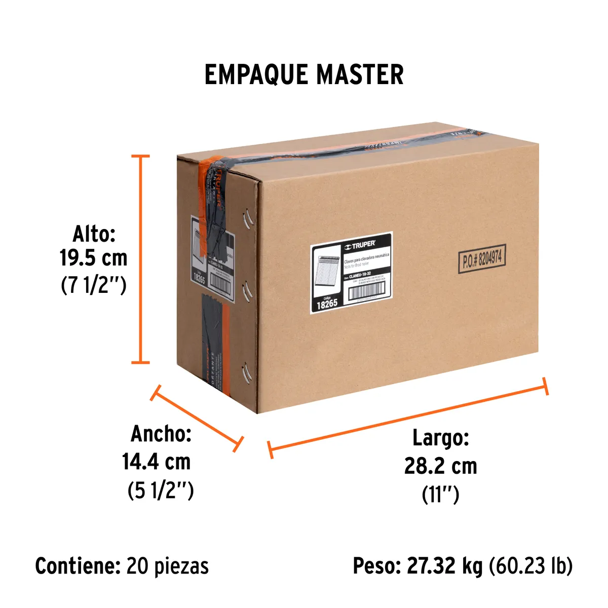 Caja con 5000 Clavos Calibre 18 de 32 mm Truper - 18265