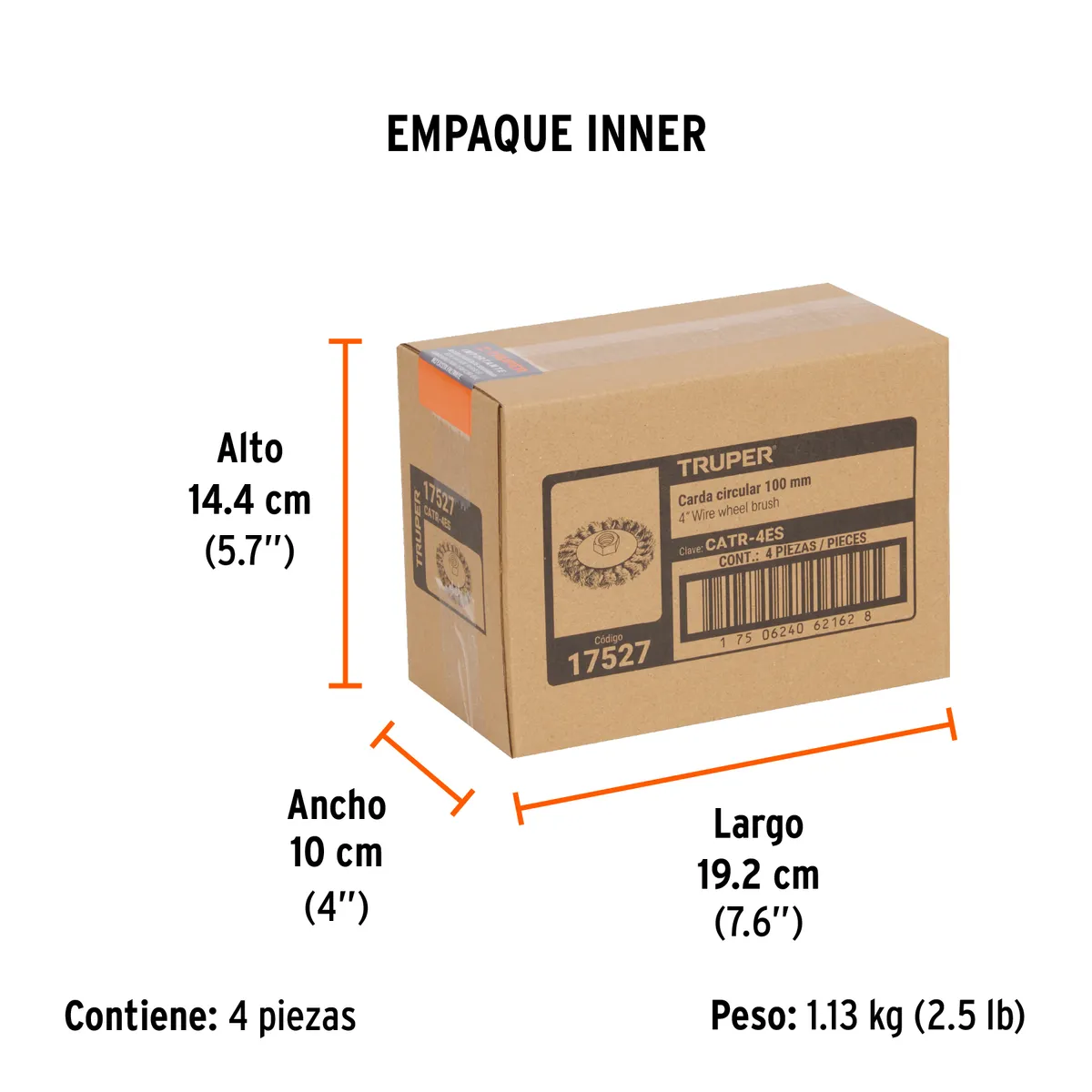 Carda Circular 4" Alambre Trenzado Eje 5/8"-11 Truper - 17527