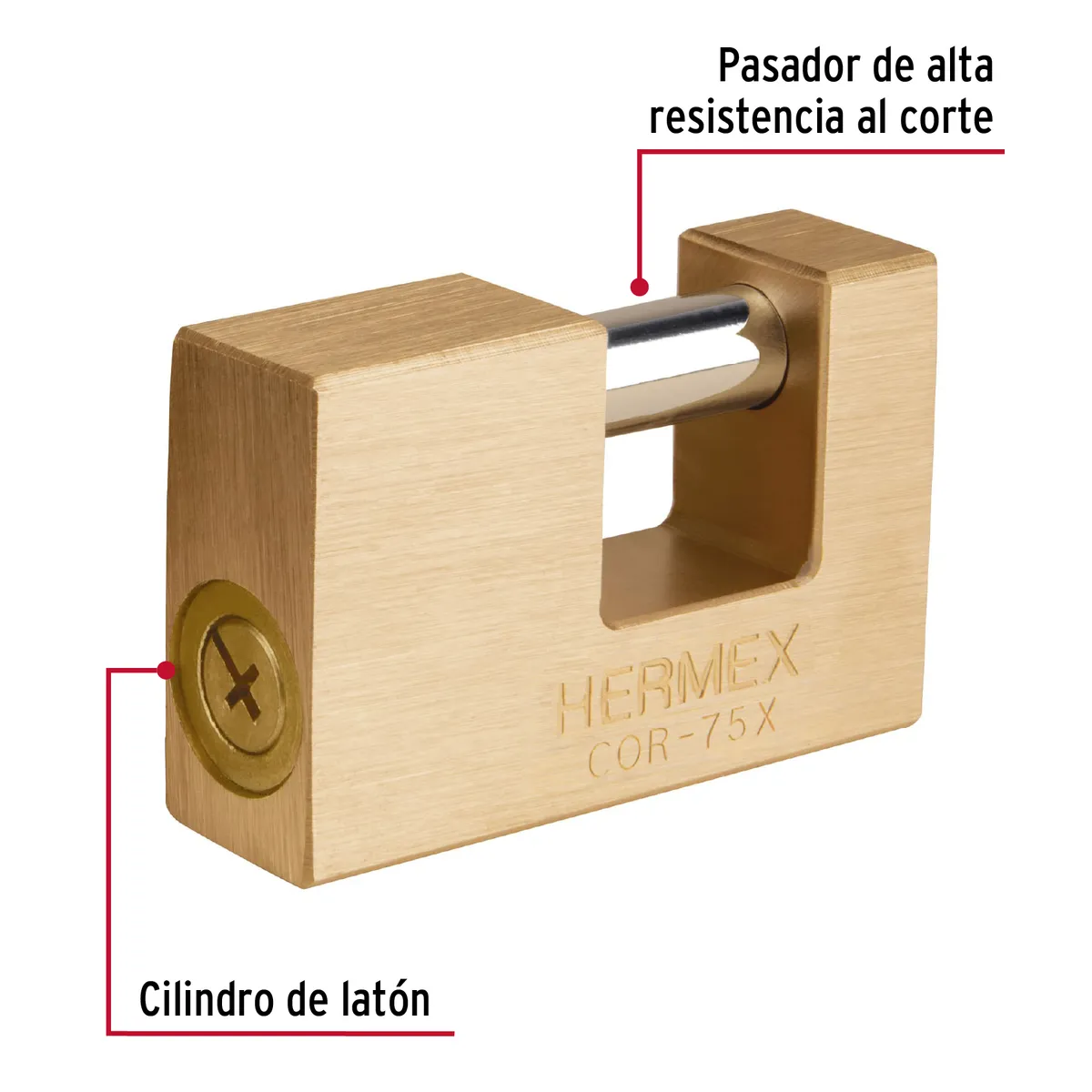 Candado Antipalanca 75 mm Cuerpo de Latón Truper - 43353