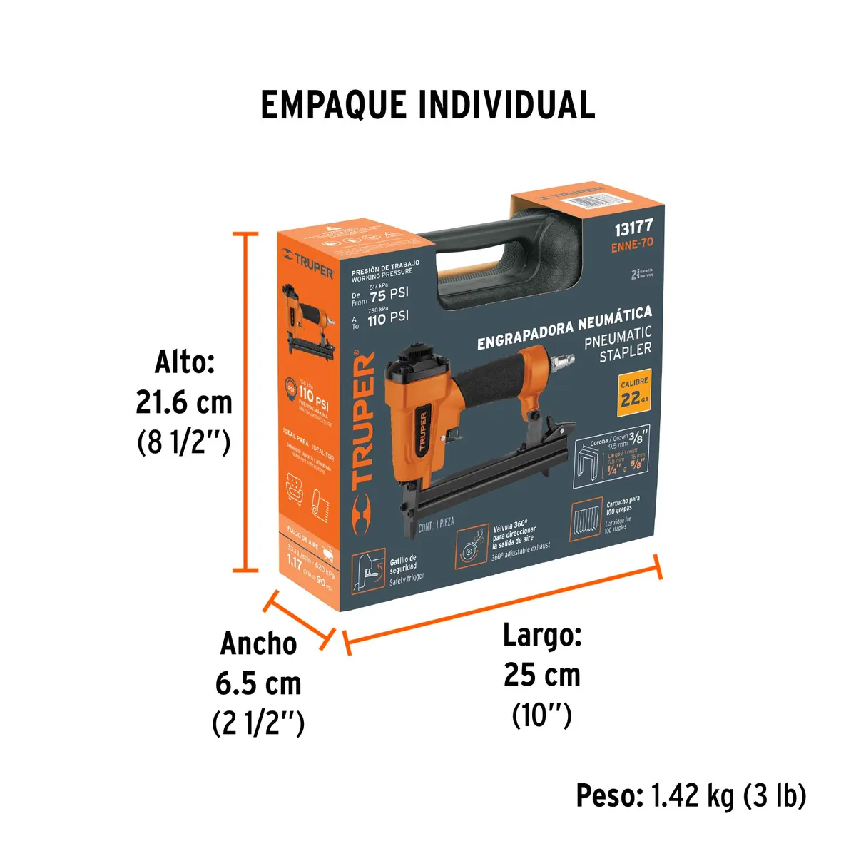 Engrapadora Neumática Calibre 22 Truper - 13177