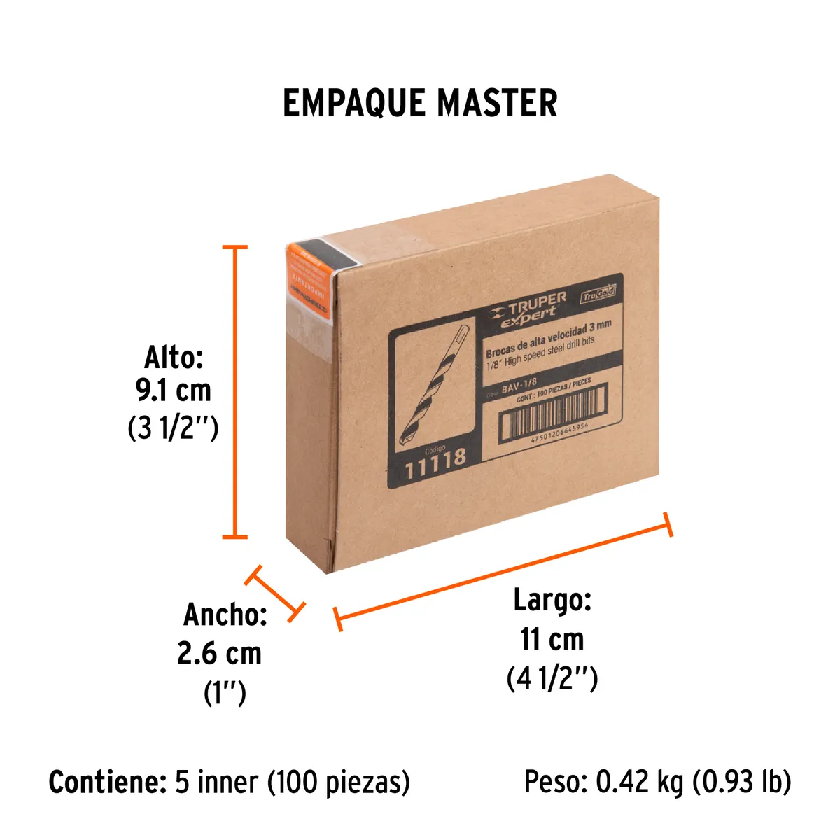 Broca HSS 1/8" Trugold para Metal Truper Expert - 11118