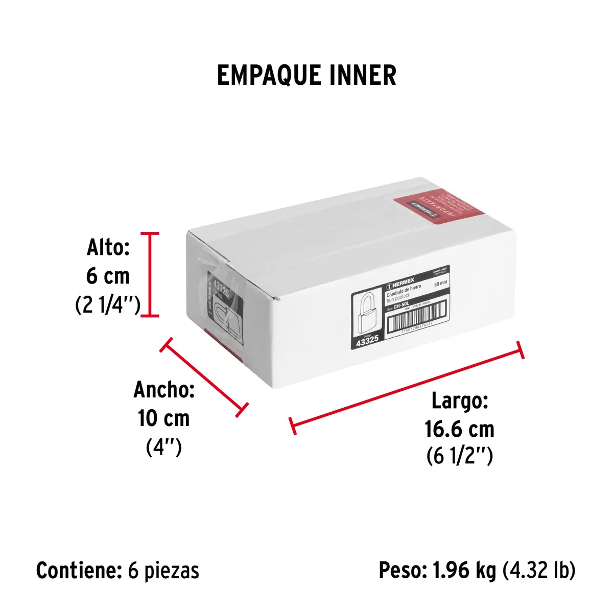 Candado de Hierro 50 mm Gancho Largo CH-50L Truper - 43325