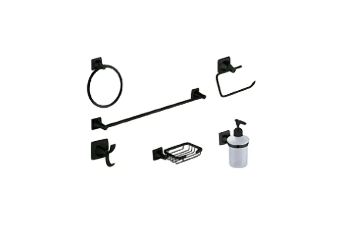 Juego de Accesorios para Baño 6 Piezas Negro Mate Meer - ACC-011