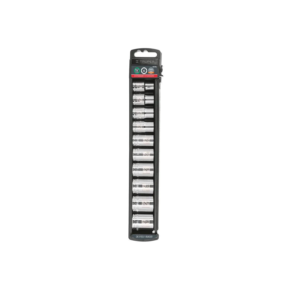 Juego de 10 Dados Cuadro 1/2" Estándar Truper - 14176