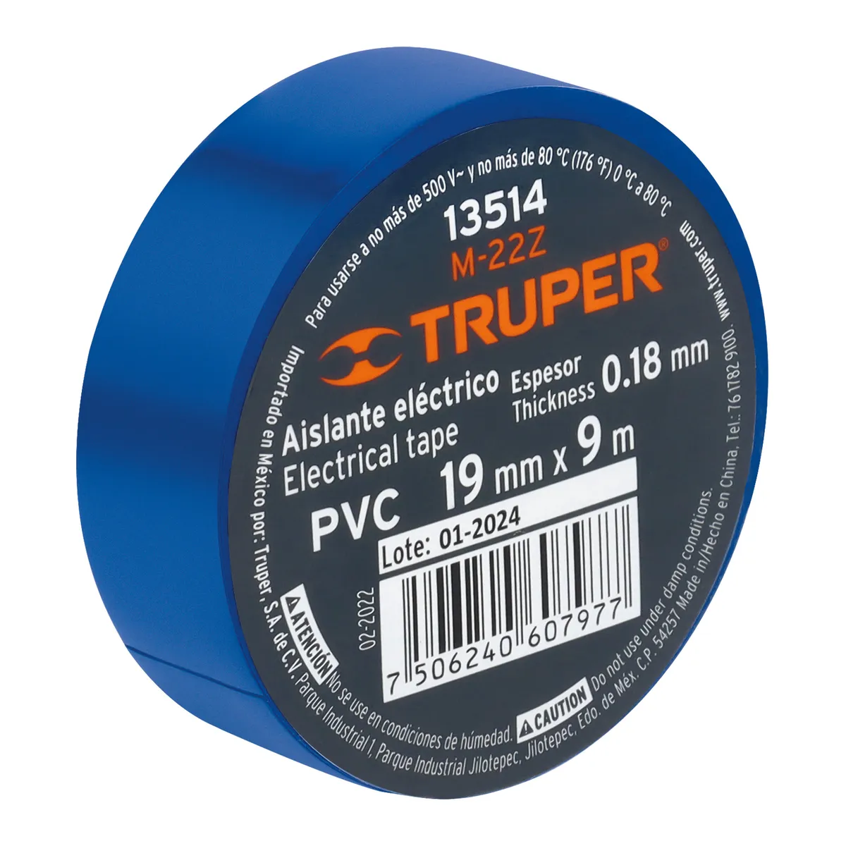 Cinta de Aislar 9 m x 19 mm Azul Truper - 13514