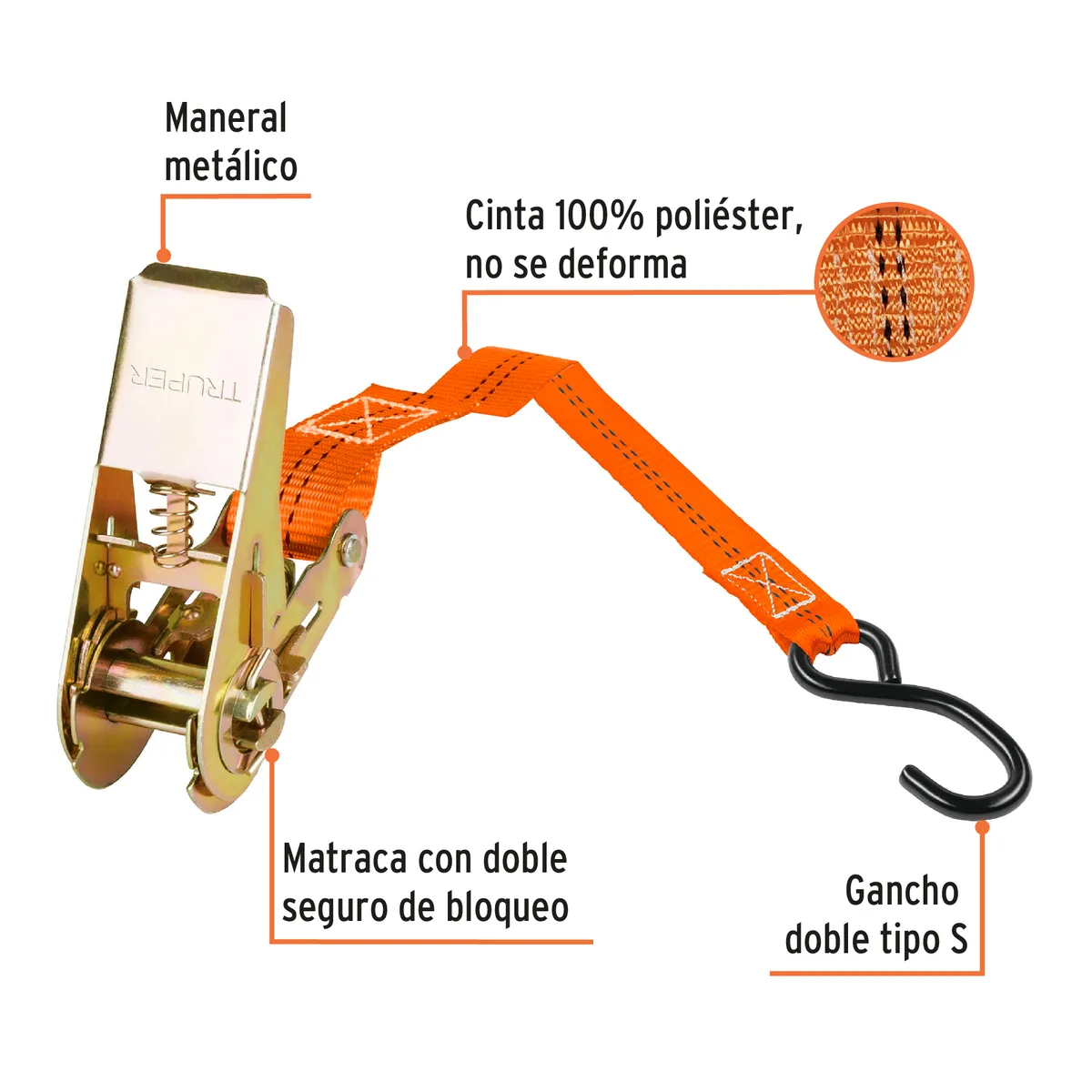 Juego de 2 Sujetadores con Matraca 408 kg Truper - 101739