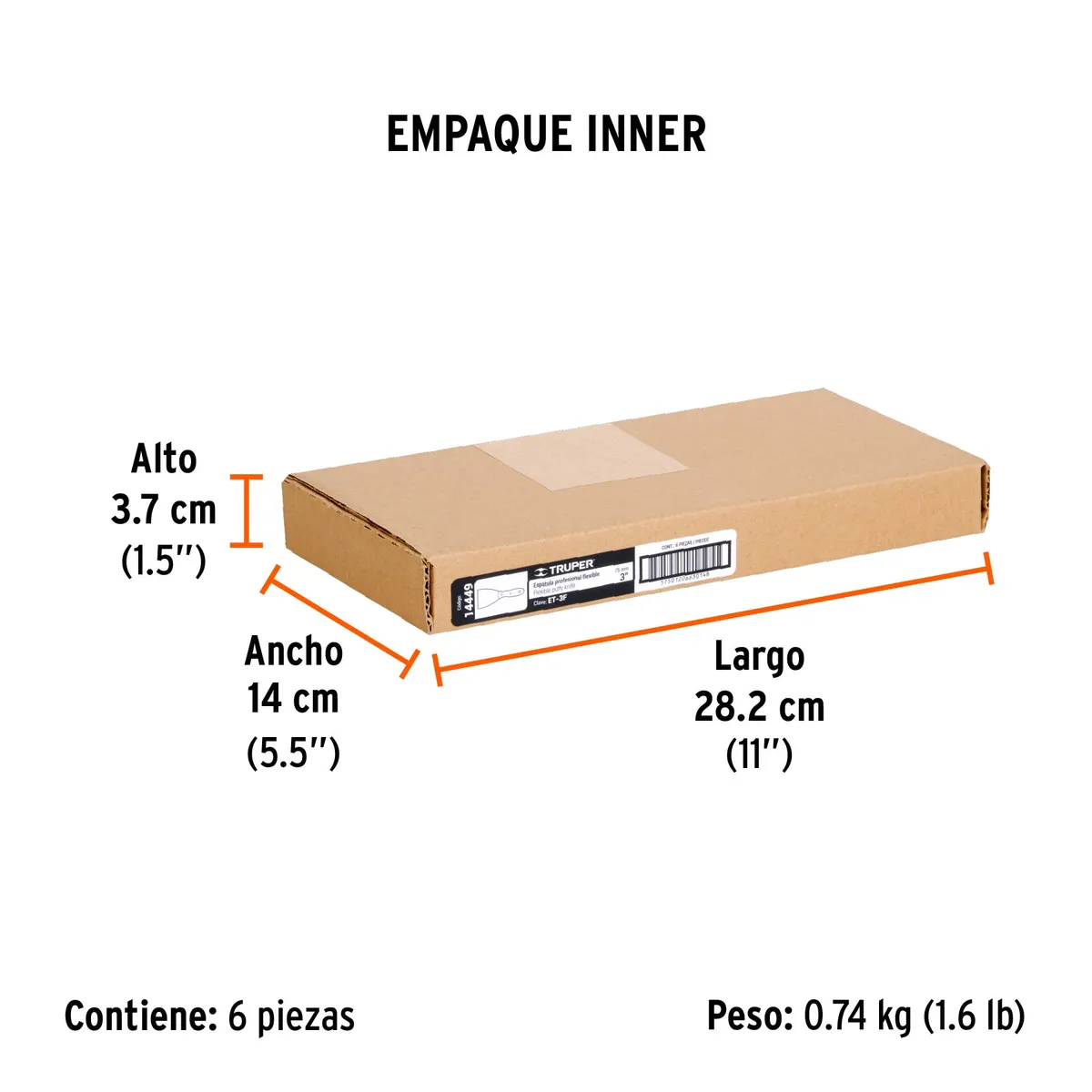 Espátula Flexible 3" Mango de Madera Truper - 14449