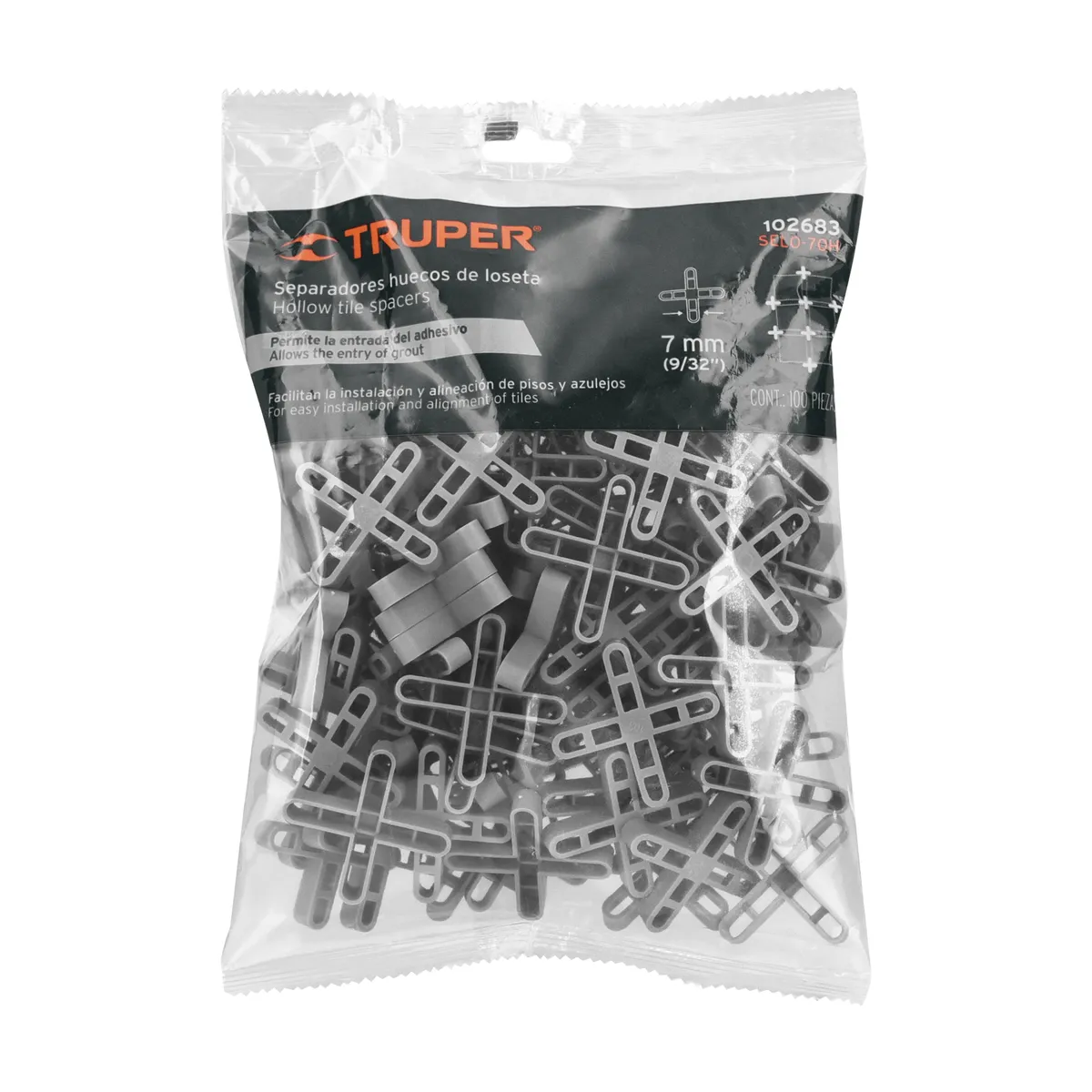 Bolsa con 100 Separadores Huecos para Loseta 7 mm Truper - 102683