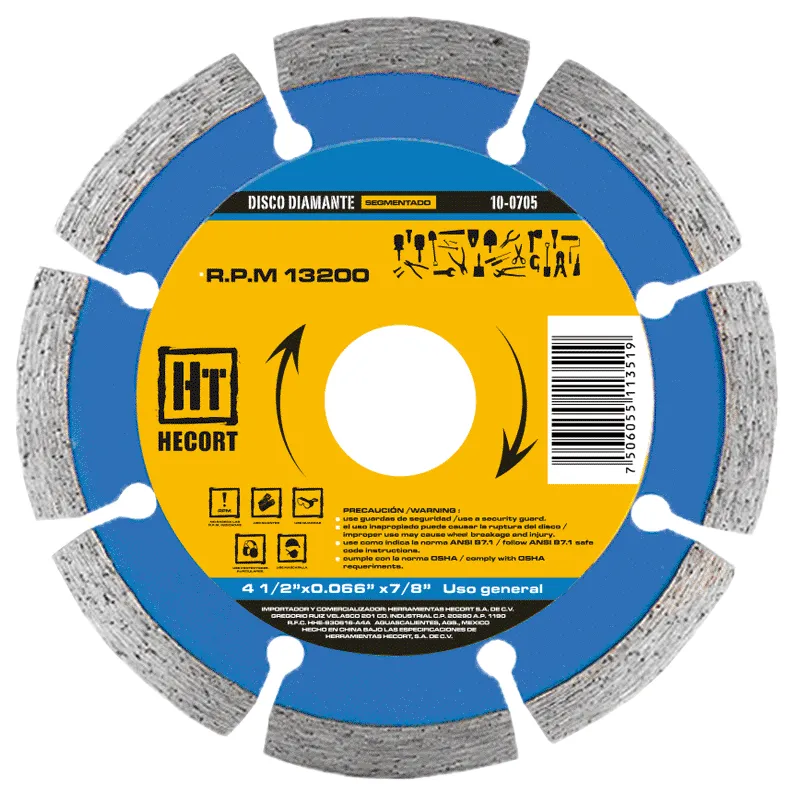 Disco Diamante Segmentado HECORT 4.5" para Concreto y Mampostería