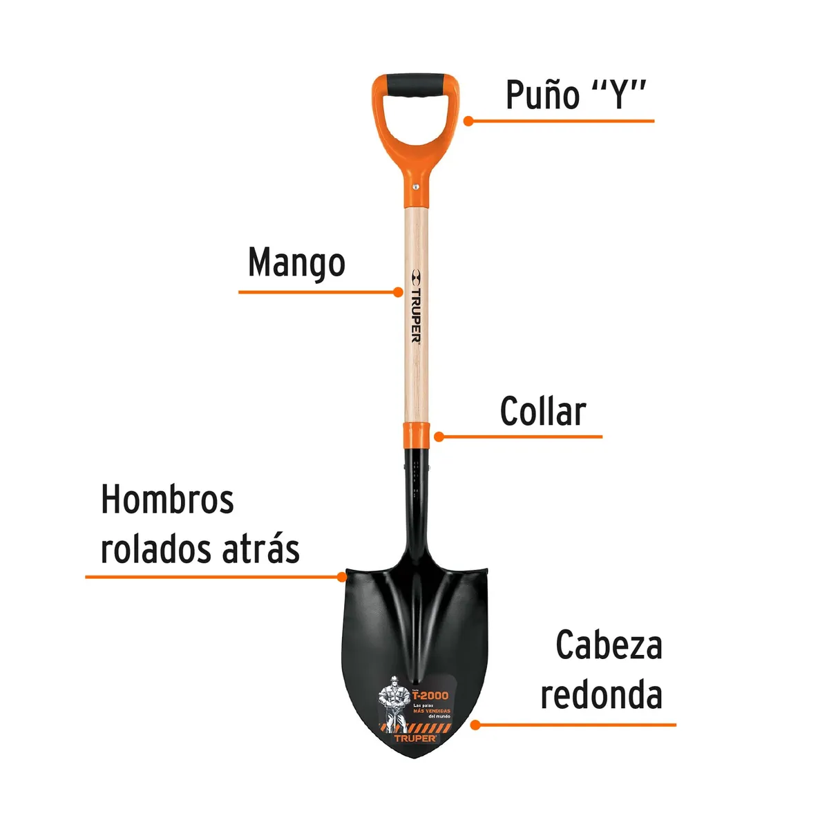 Pala Redonda T-200 Puño Y Truper - 17160