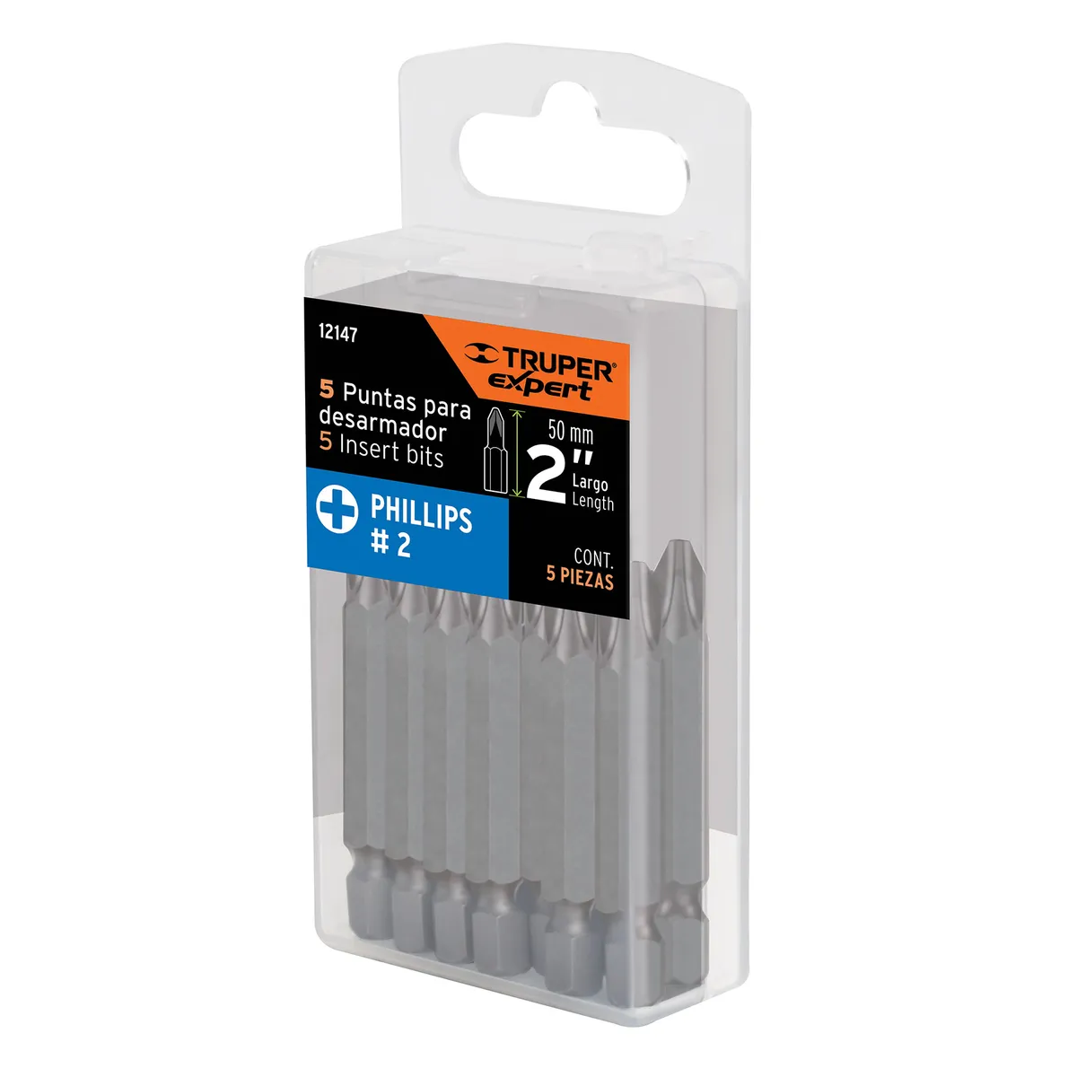 Estuche con 5 Puntas de Cruz PH2 de 2" Truper - 12147
