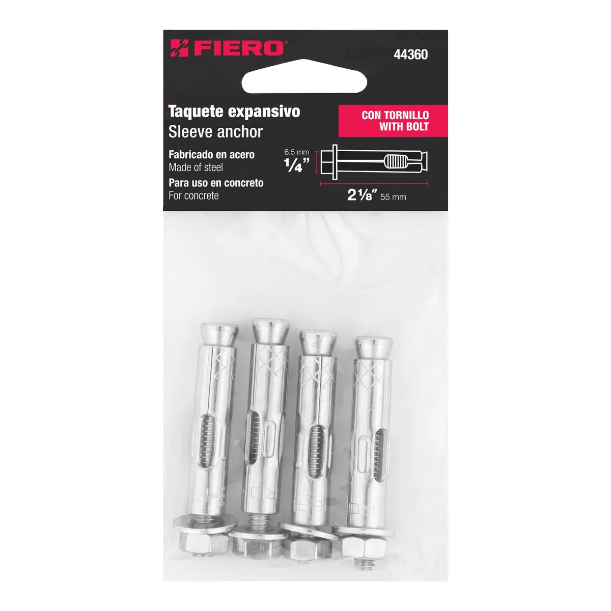 Bolsa con 4 Taquetes Expansivos 1/4" Fiero - 44360