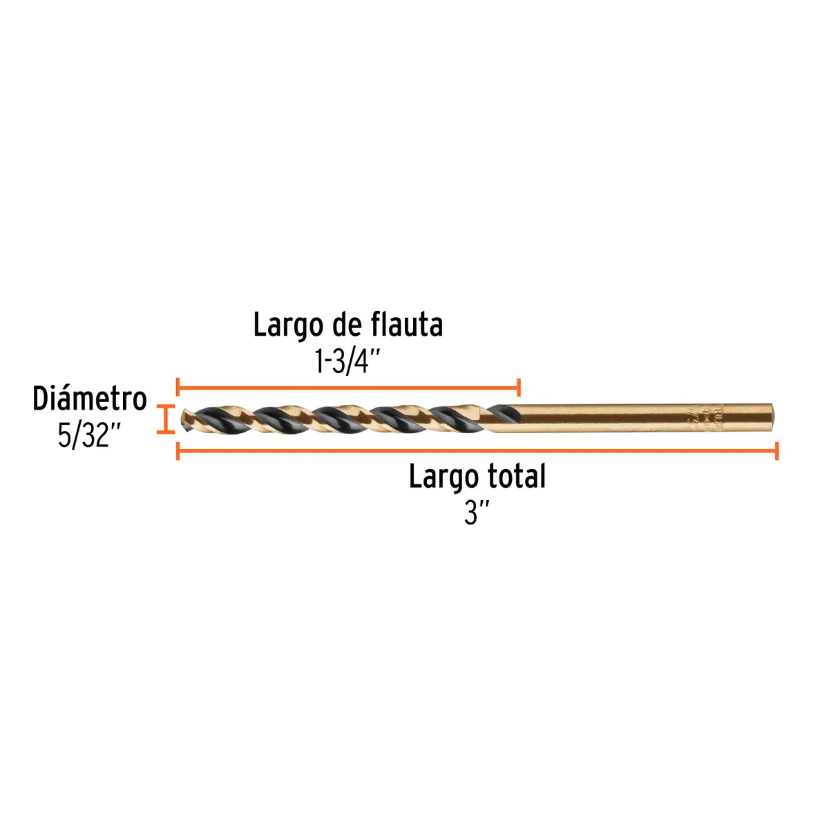 Broca HSS 5/32" Trugold para Metal Truper Expert - 11122