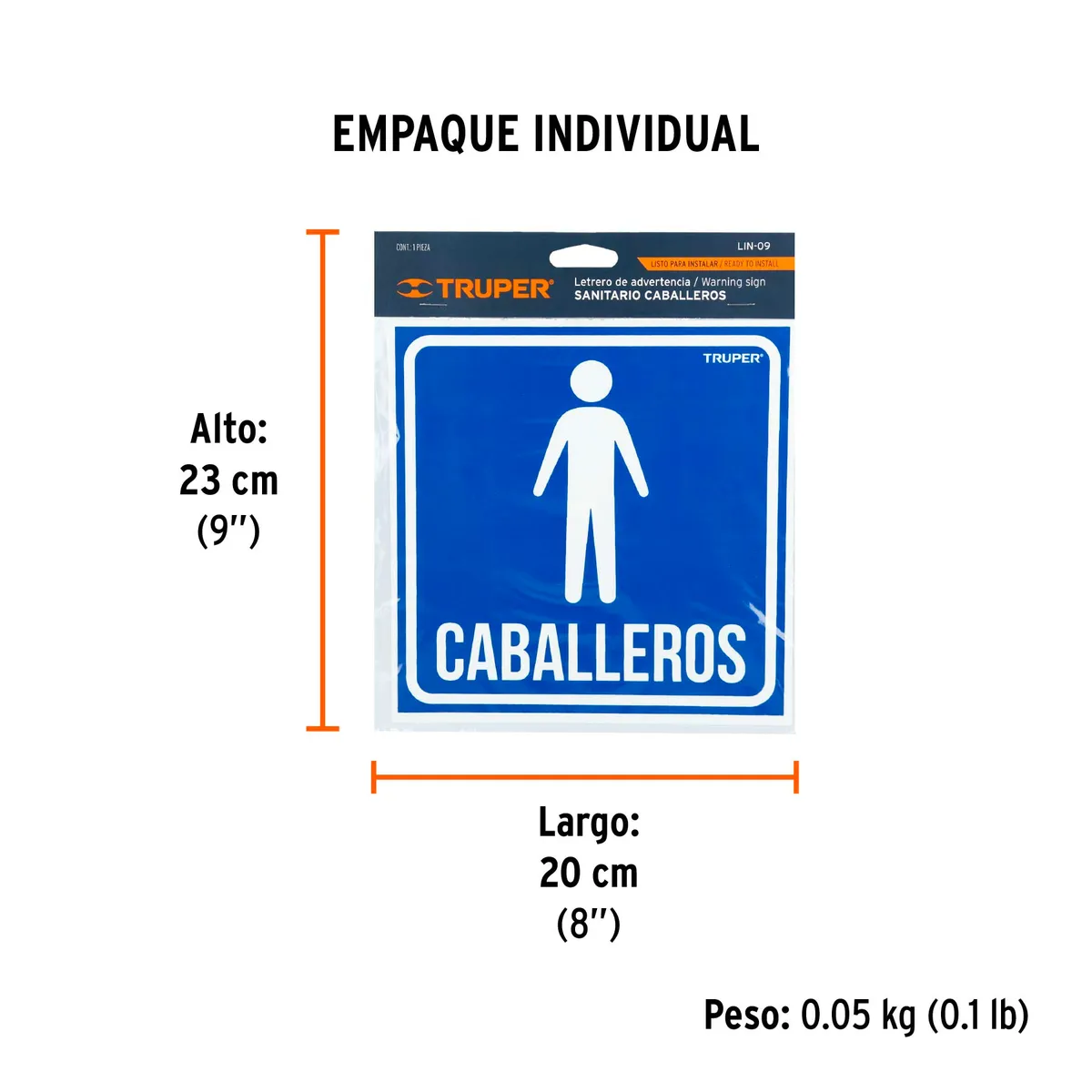 Letrero de Señalización "Caballeros" Truper - 18474