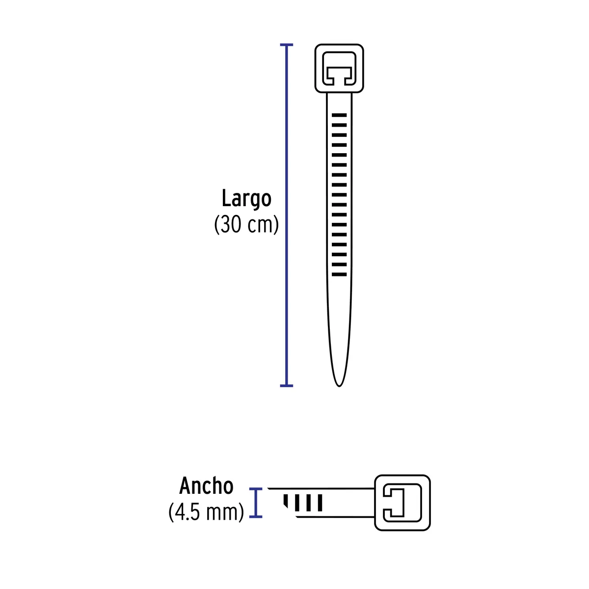 Bolsa con 50 Cinchos de Plástico 50 lb 300 x 4.5 mm Truper - 44328