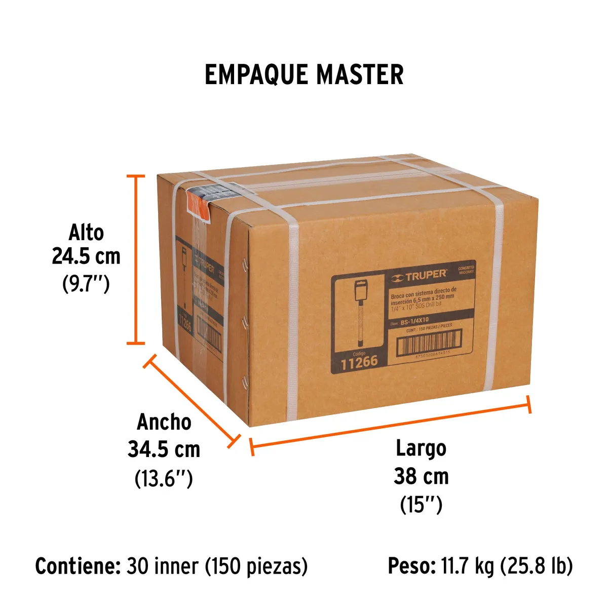Broca SDS Plus 1/4" x 10" Truper - 11266