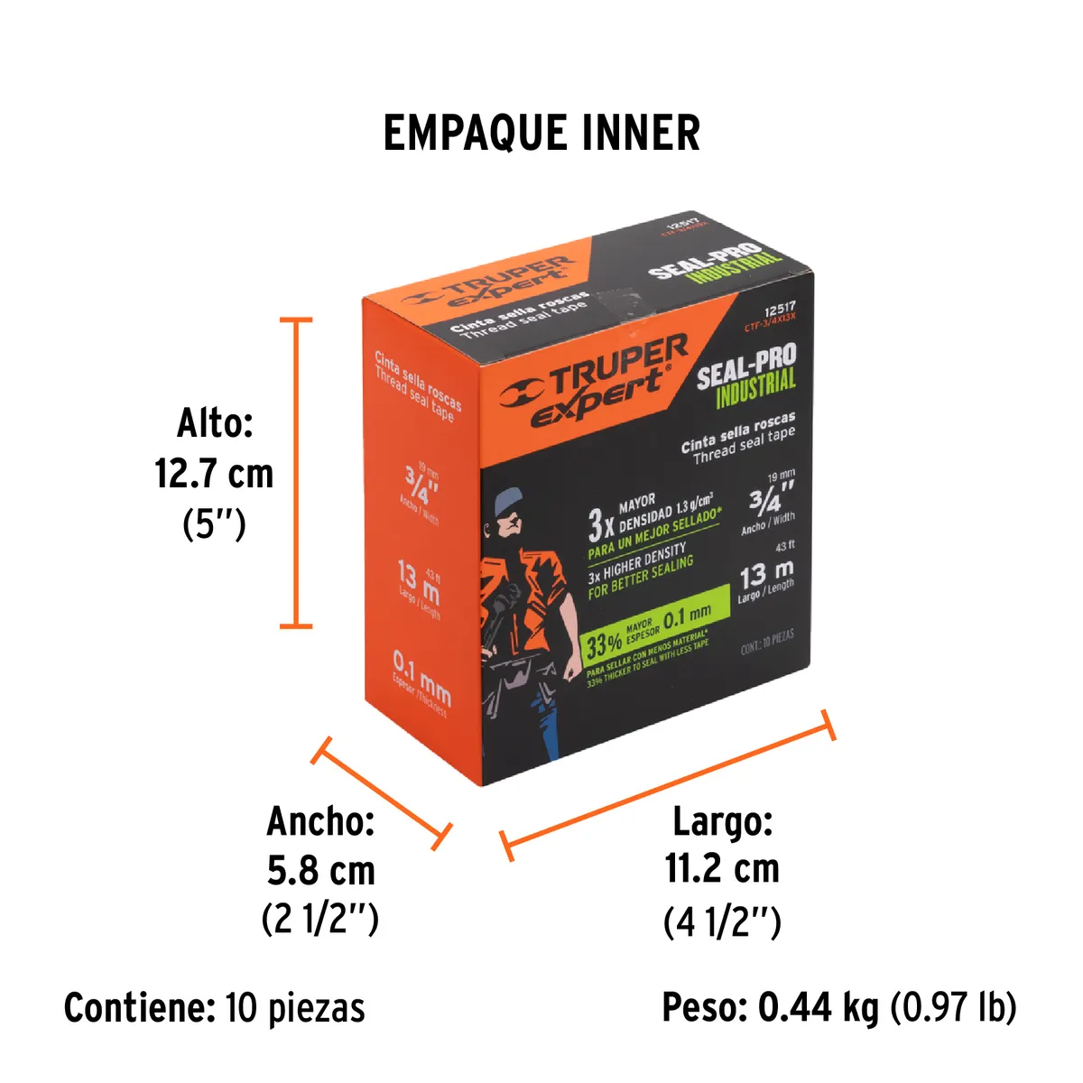 Cinta Sella Roscas Profesional Truper Expert 3/4" x 13 m - 12517