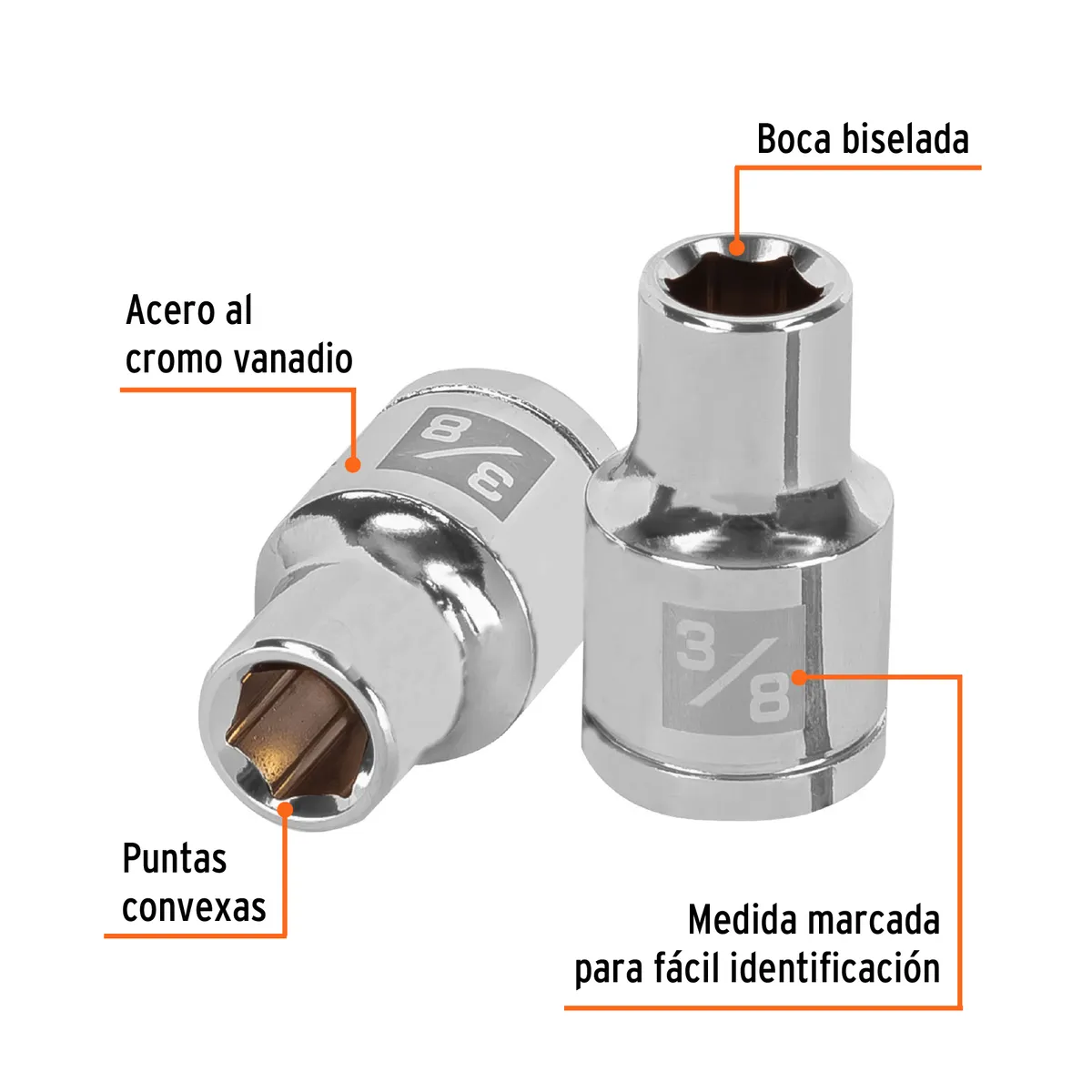 Dado de 3/8" 6 Puntas Cuadro 1/2" Truper - 13230