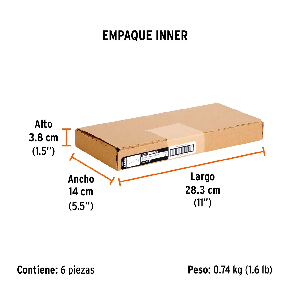 Espátula Flexible 2" Mango de Madera Truper - 14448