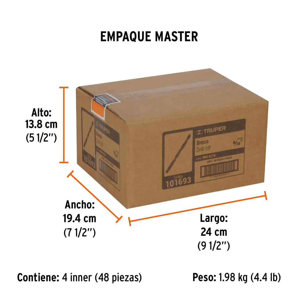 Broca con Punta Centradora para Madera 5/16" Truper - 101693