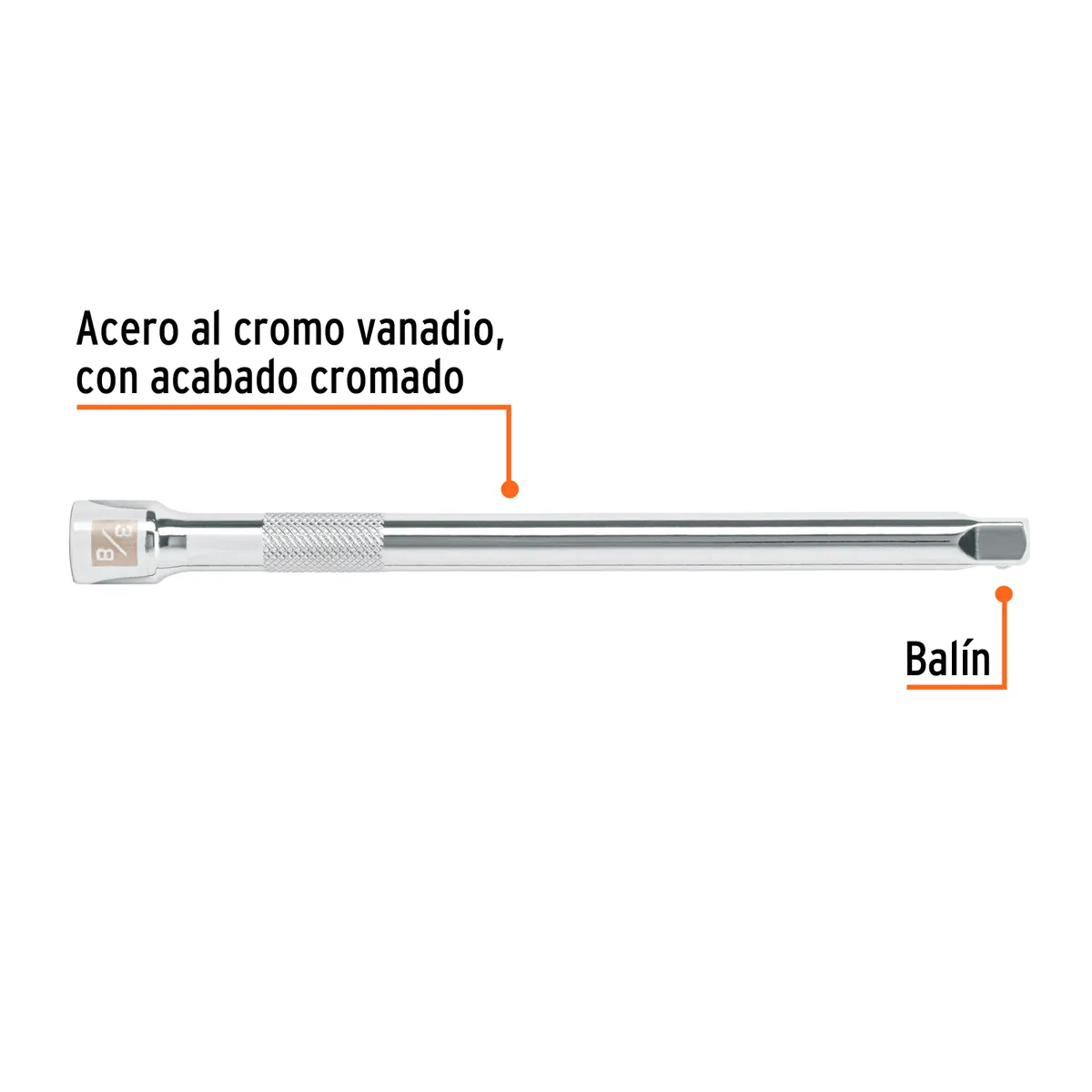 Extensión 3/8" x 8" para Matraca E-5261 Truper - 13665