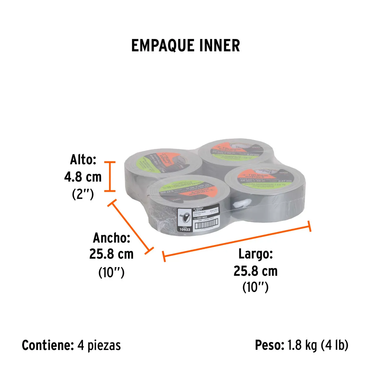 Cinta para Ducto 30 m Espesor 0.27 mm Truper Expert - 10933