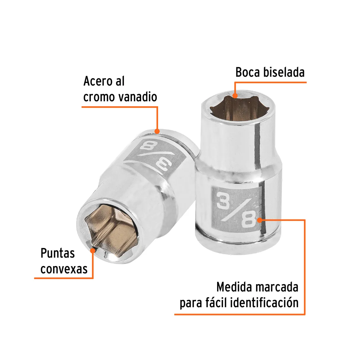 Dado de 3/8" 6 Puntas Cuadro 3/8" Truper - 13607