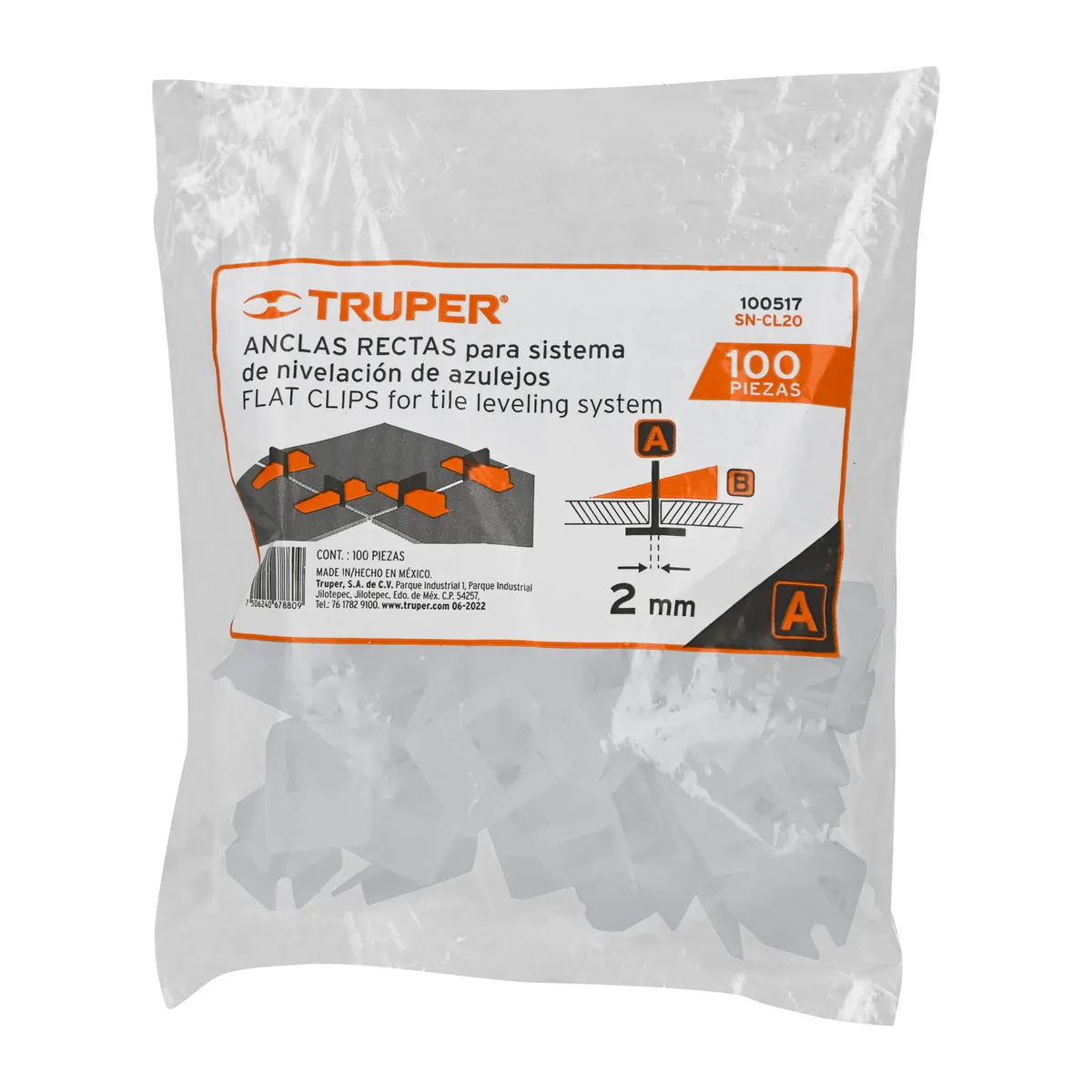 Bolsa con 100 Anclas de 2 mm Truper - 100517
