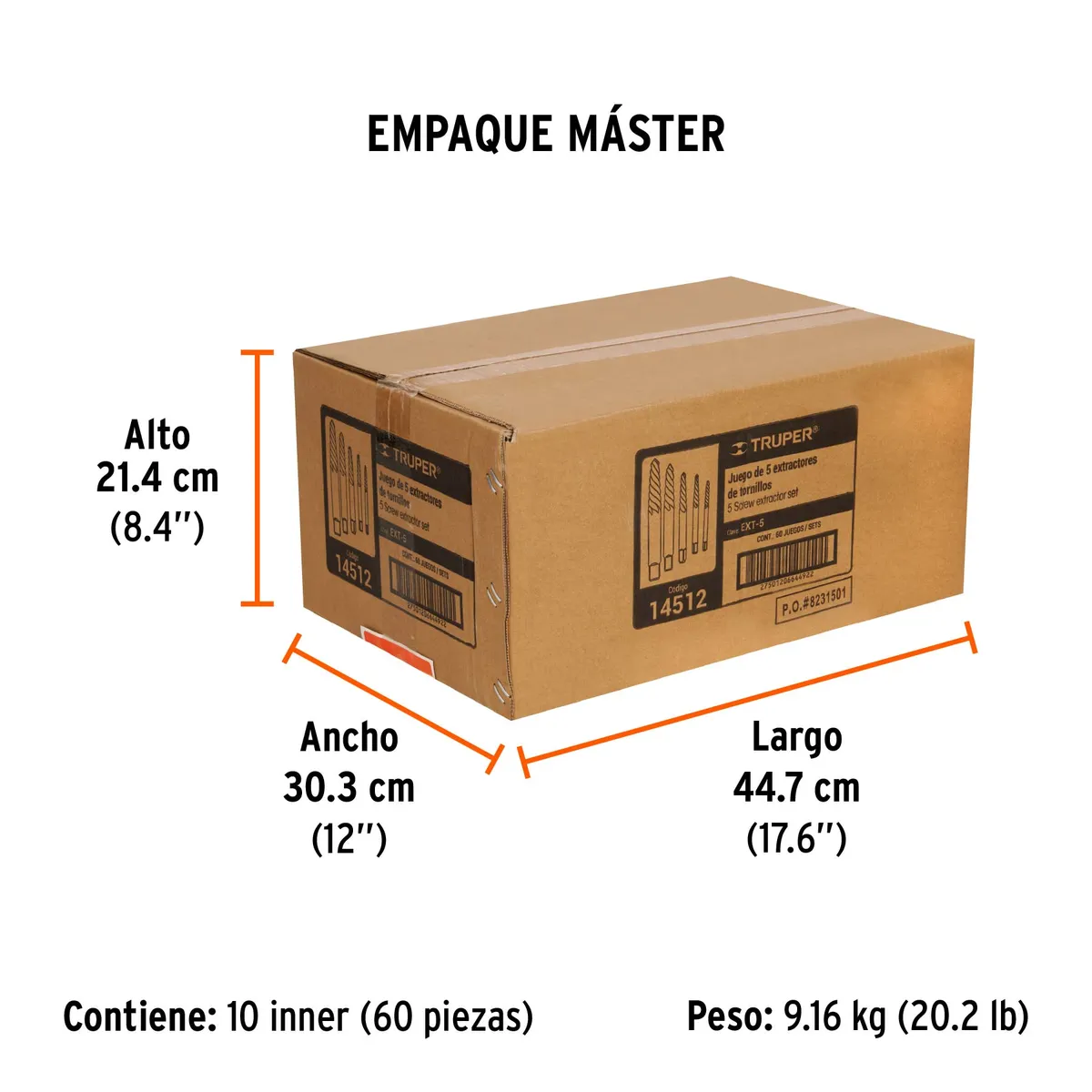 Juego con 5 Extractores de Tornillos Truper - 14512