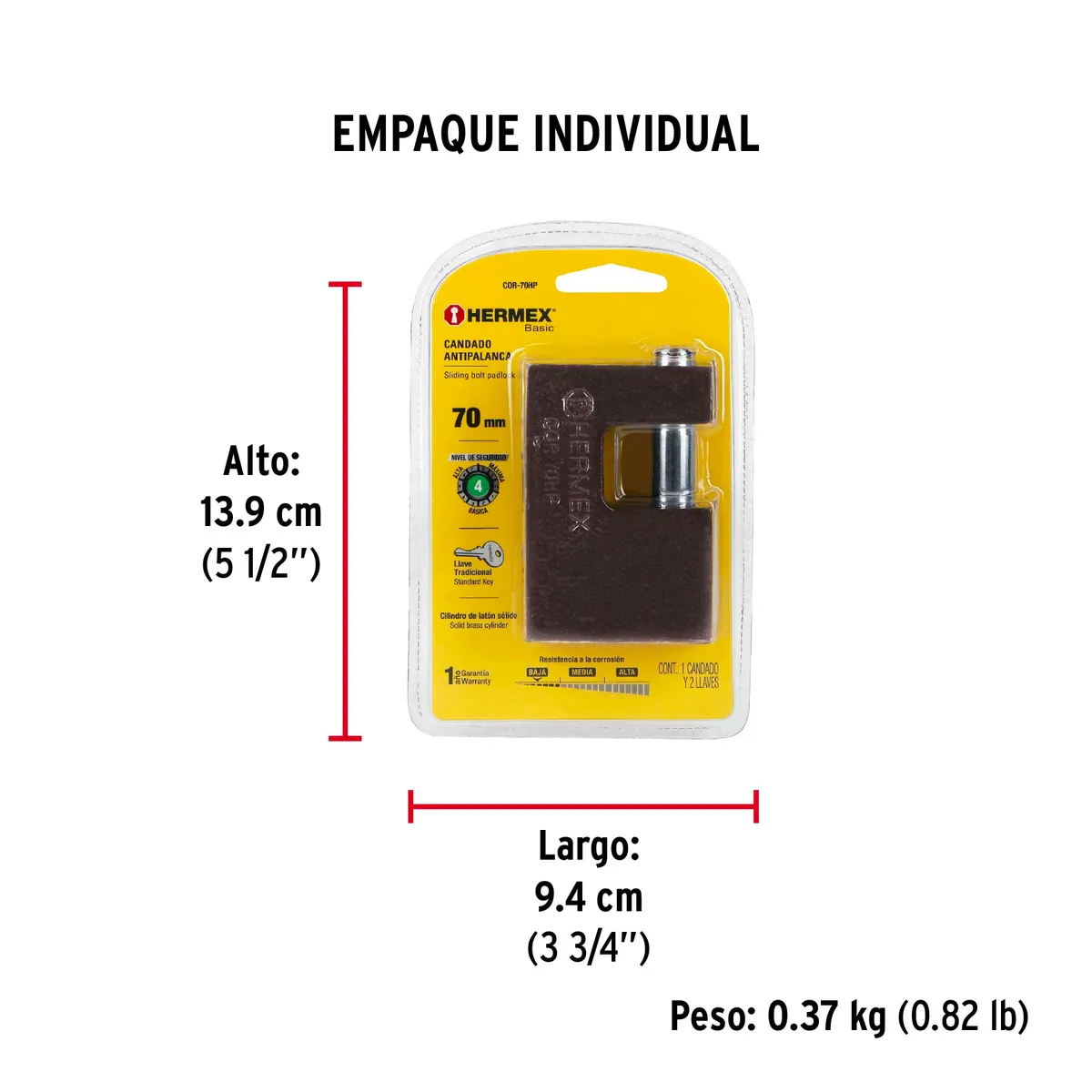 Candado Antipalanca 70 mm COR-70HP Truper - 23540